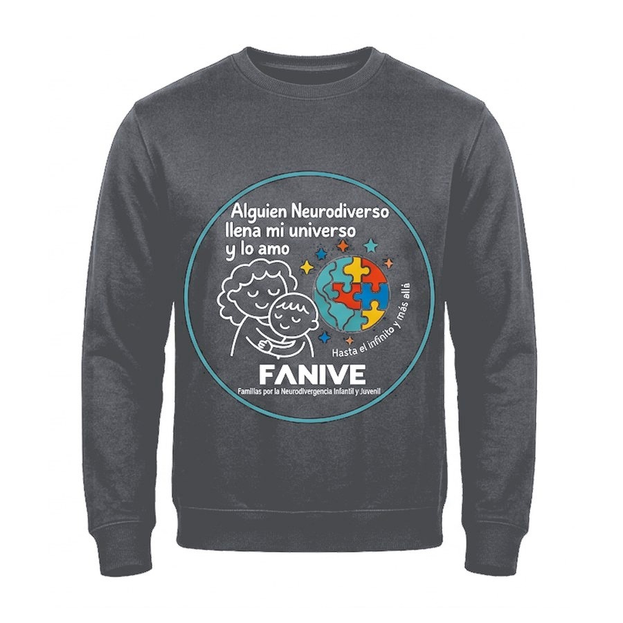 Sudadera sin capucha Llena mi universo · montaje en Gris grafito