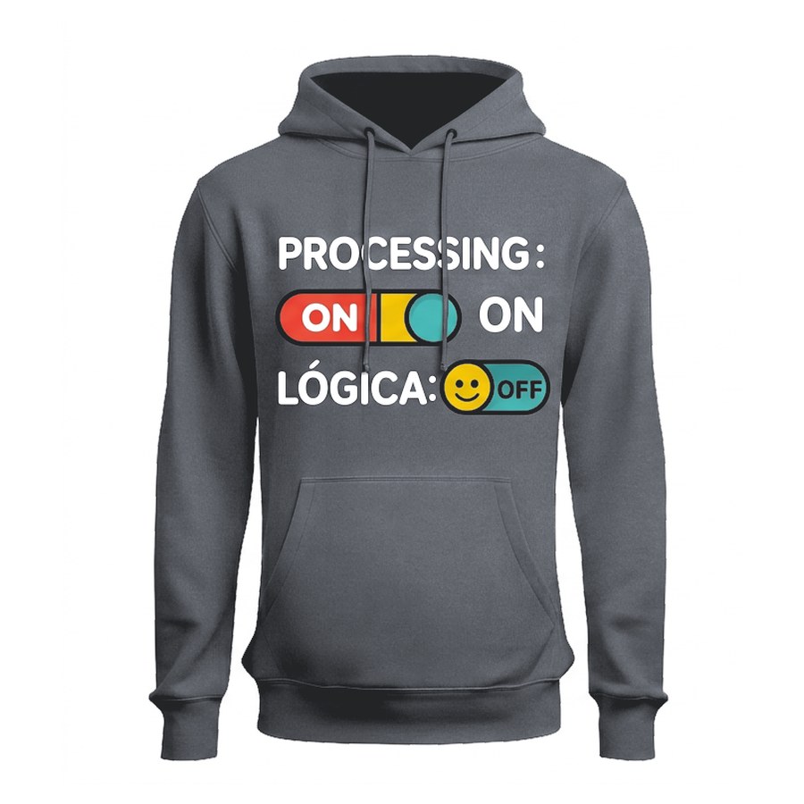 Sudadera con capucha Processing: lógica OFF · montaje en Gris grafito