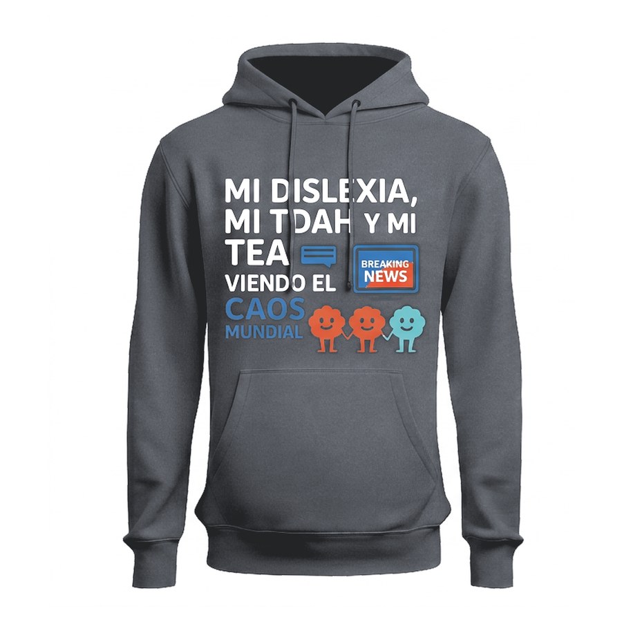 Sudadera con capucha Viendo el caos mundial · montaje en Gris grafito