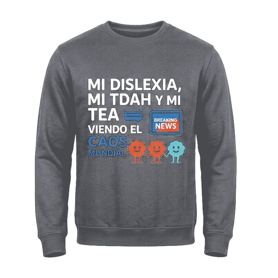 Sudadera sin capucha Viendo el caos mundial · montaje en Gris grafito