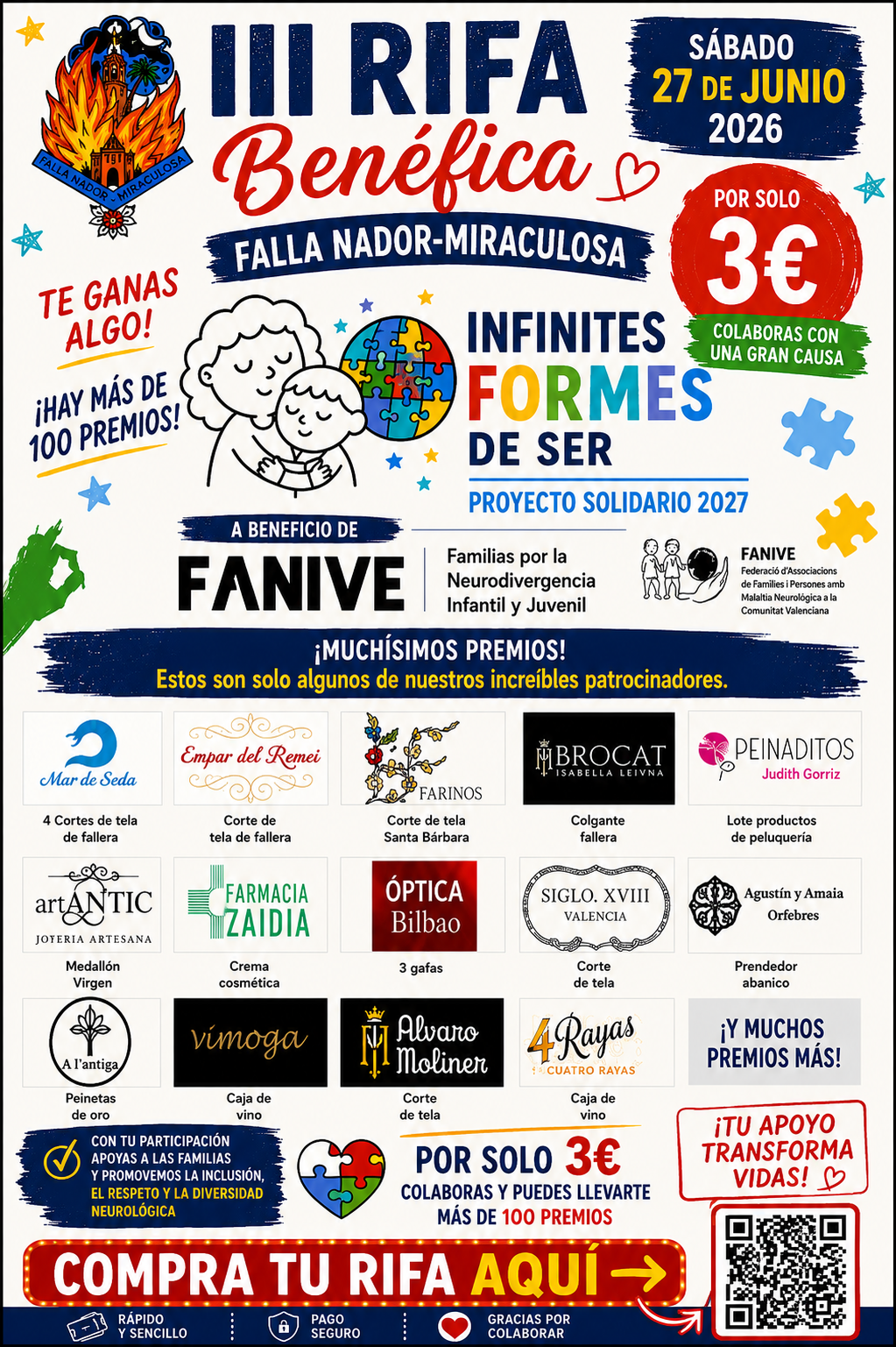 RIFA BENÉFICA FALLA NADOR MIRACULOSA Y FANIVE – INFINITES FORMES DE SER