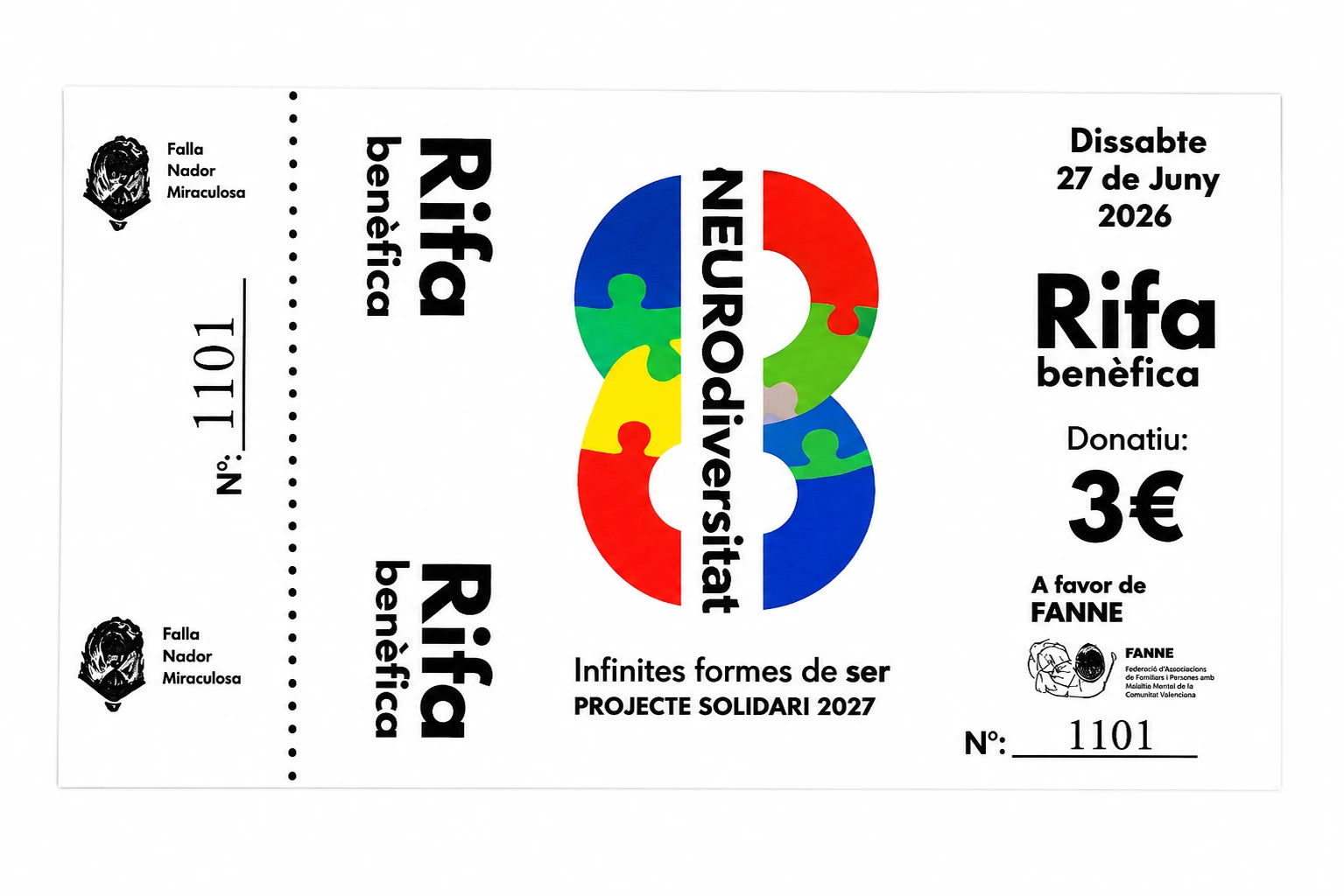 RIFA BENÉFICA FALLA NADOR MIRACULOSA Y FANIVE – INFINITES FORMES DE SER